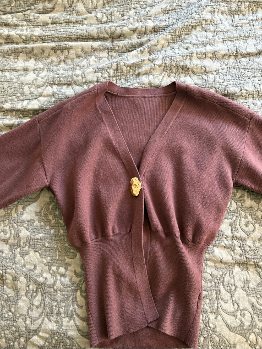 Commense V-Neck Button Front Cardigan - Rust - Picture 3 of 8